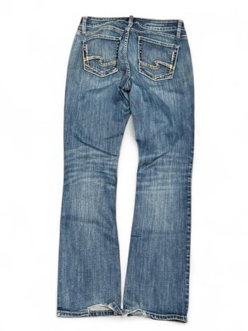 Y2K Silver Elyse Embroidered Faded Low Rise Slim Bootcut Jeans